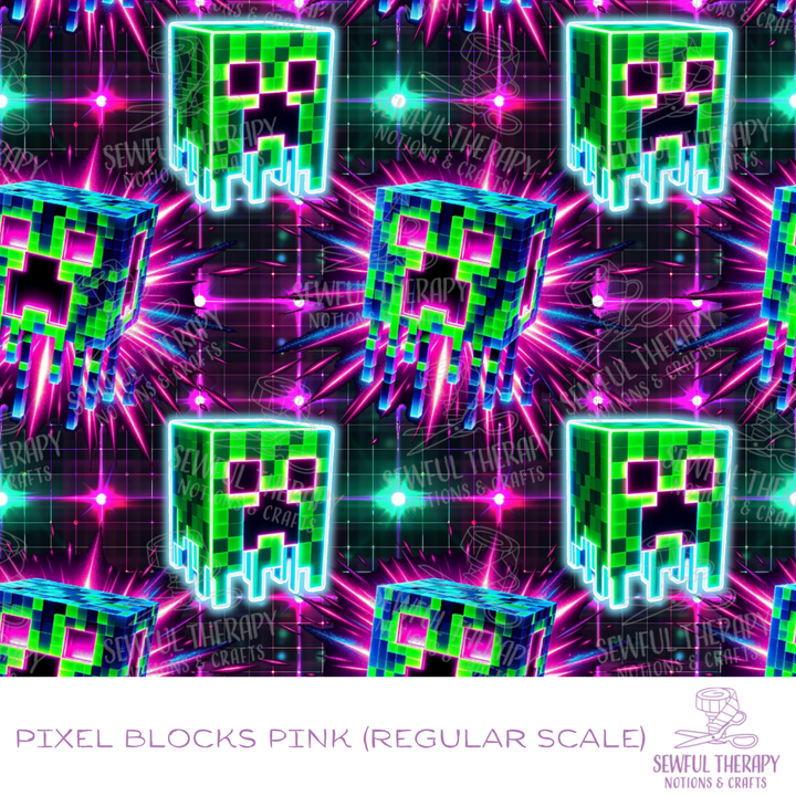 Sewful Adhesive Hexatex 420D (HALF Yard): Pixel Blocks Pink