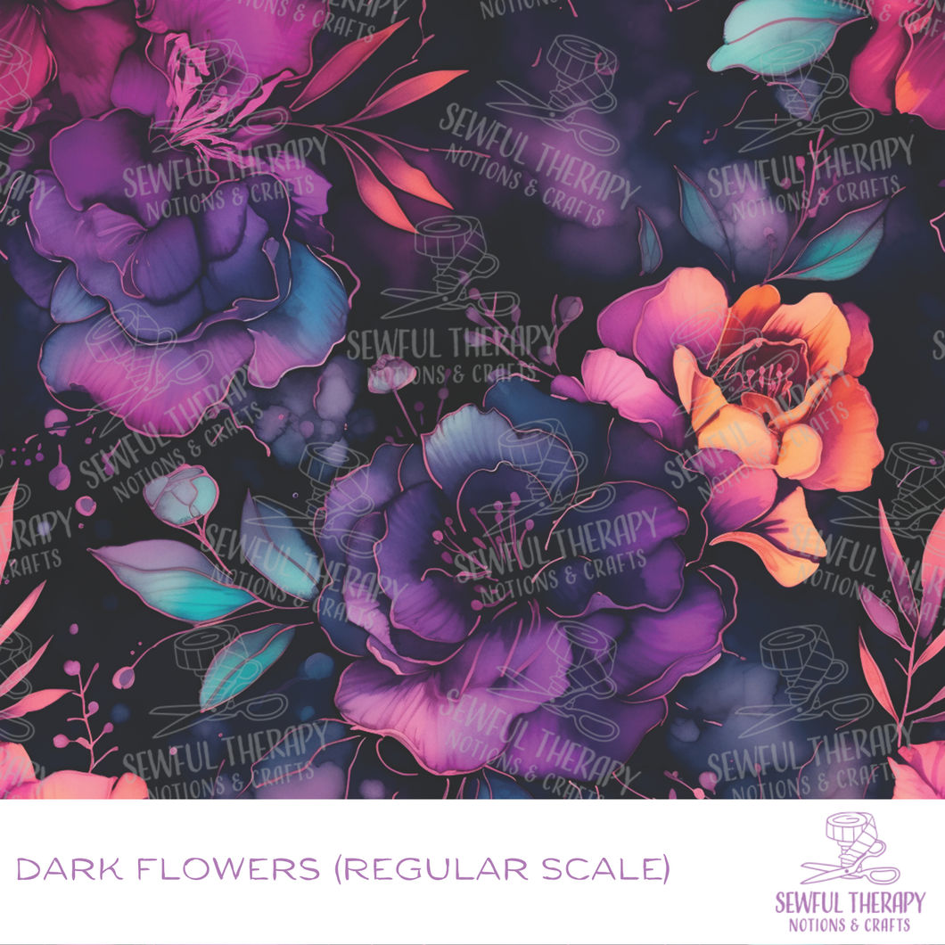 Sewful Adhesive Hexatex 420D (HALF Yard): Dark Flowers