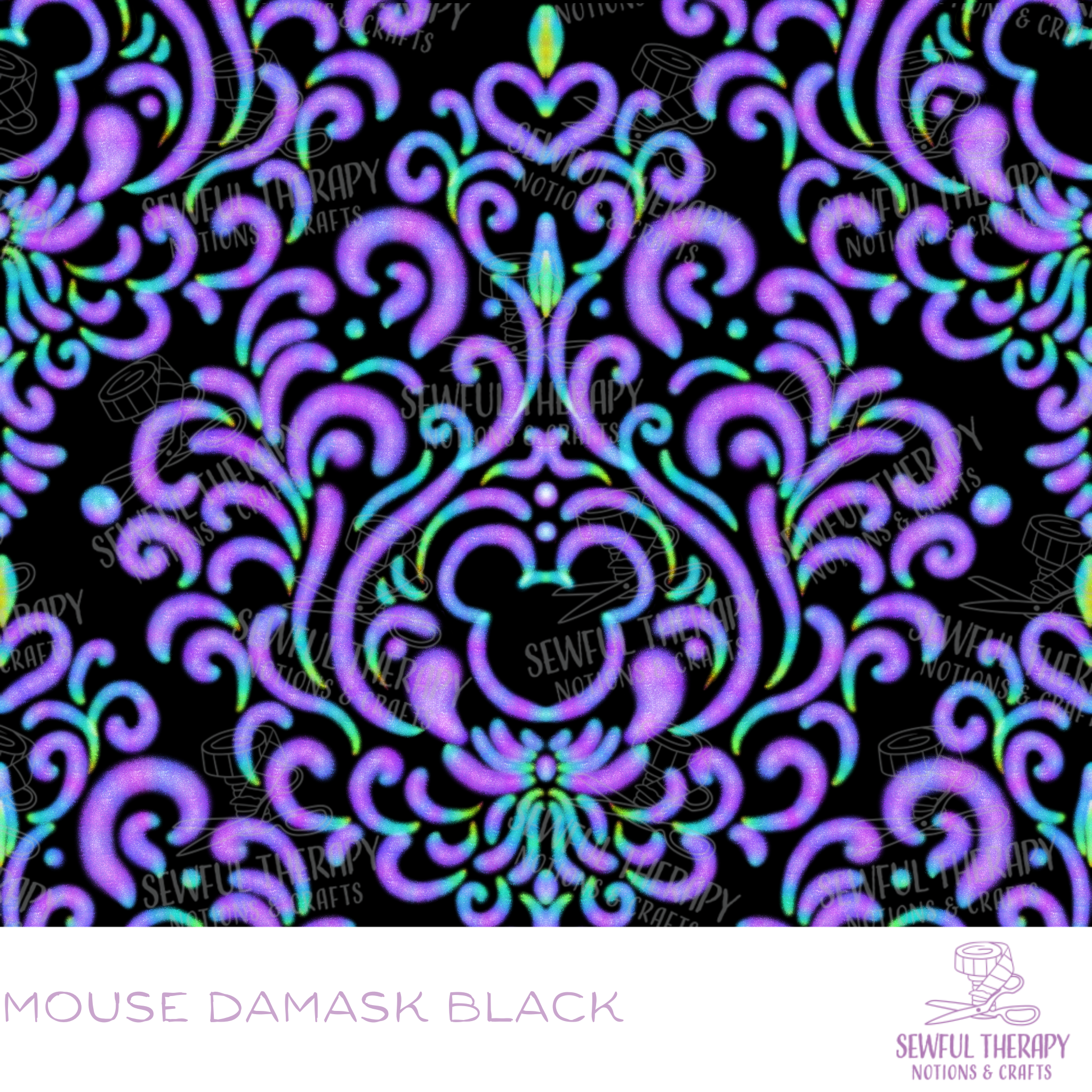 SewSquish Cloud (HY) - BLACK MOUSE DAMASK