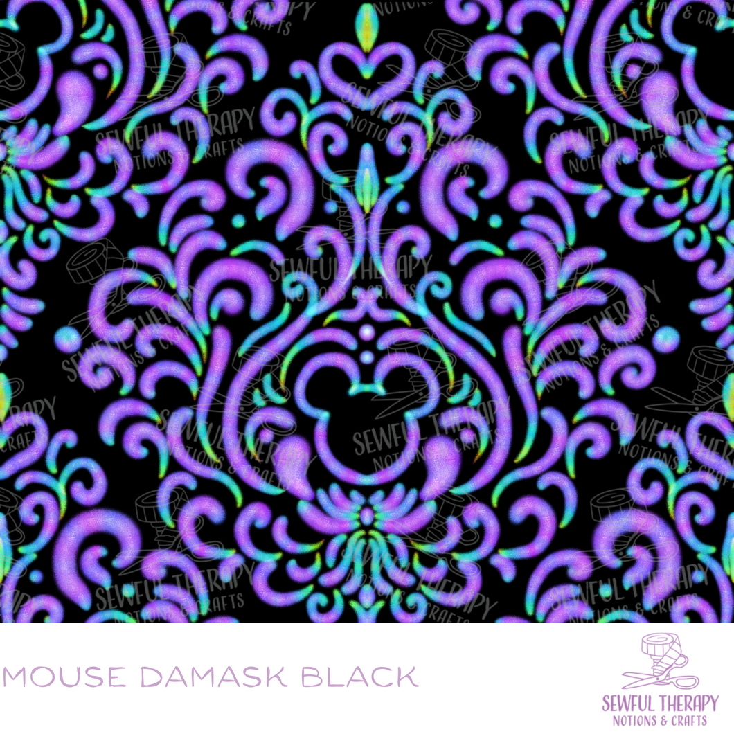 Sewful NON-Adhesive Hexatex 420D (Yard): Mouse Damask Black