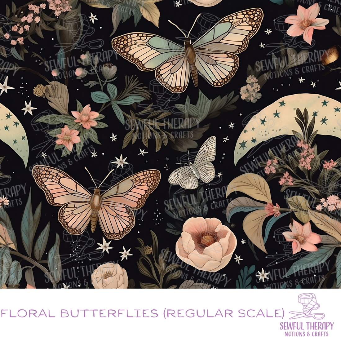 Sewful Non-Adhesive Hexatex 420D (Yard): Floral Butterflies