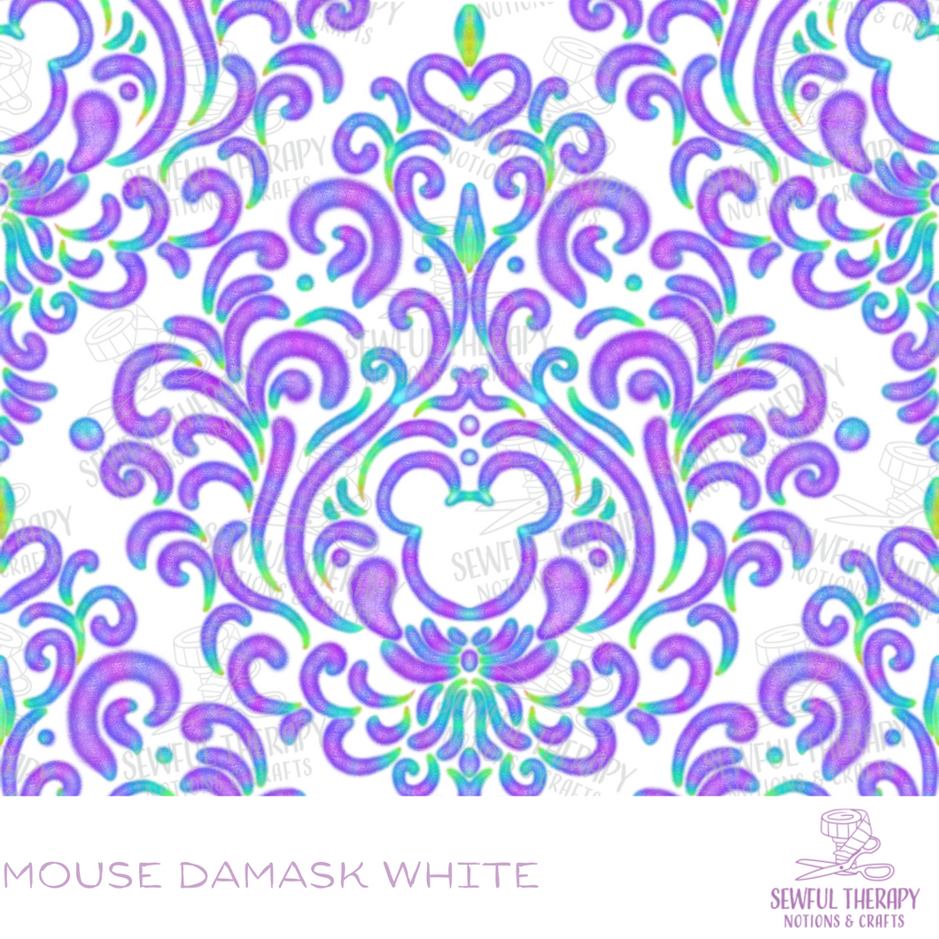 Sewful NON-Adhesive Hexatex 420D (Yard): Mouse Damask White