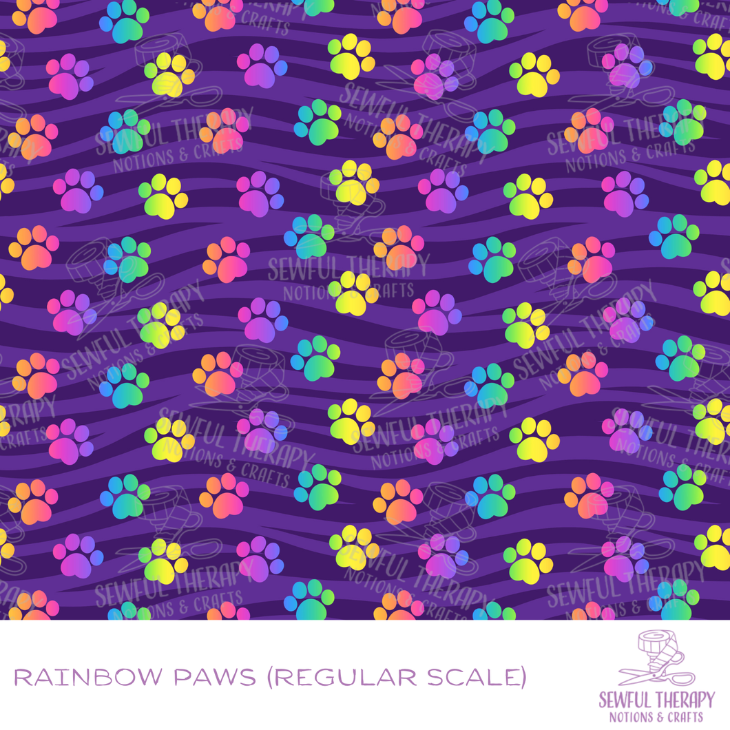 Sewful Adhesive Hexatex 420D (HALF Yard): Rainbow Paws