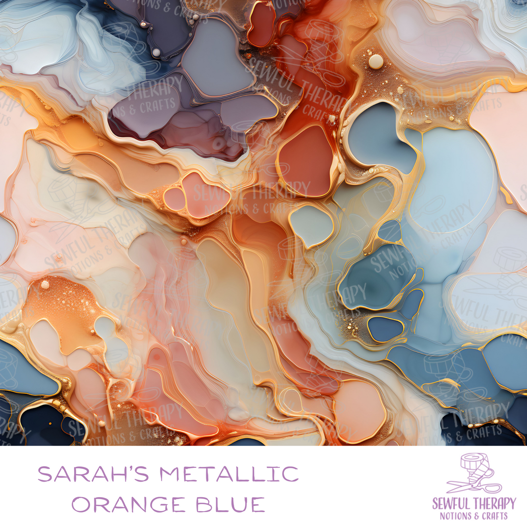 Sarah's Metallic Orange Blue Vinyl (Half Yard)