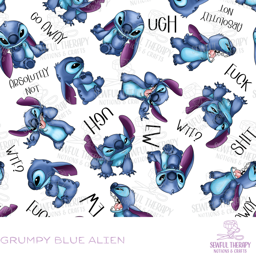 Sewful NON-Adhesive Hexatex 420D (Yard): Grumpy Blue Alien