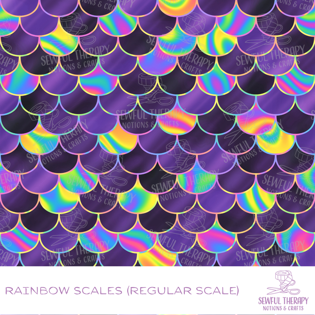 Sewful Adhesive Hexatex 420D (HALF Yard): Rainbow Scales