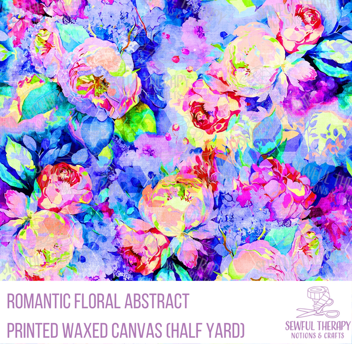 12 oz Printed Waxed Canvas - Romantic Floral Abstract