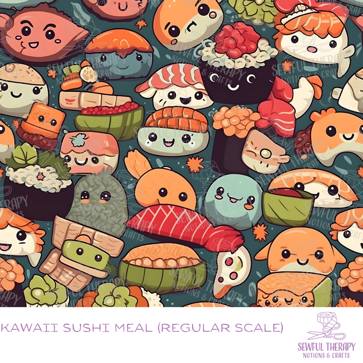 Sewful Non-Adhesive Hexatex 420D Kawaii Sushi Meal (Yard)