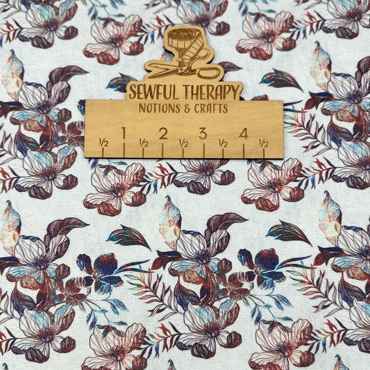 12oz Printed Waxed Canvas - Linen Gray Floral