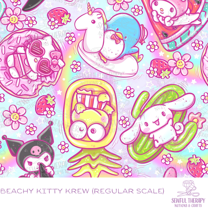 Sewful Non-Adhesive Hexatex 420 Beachy Kitty Krew (Yard)