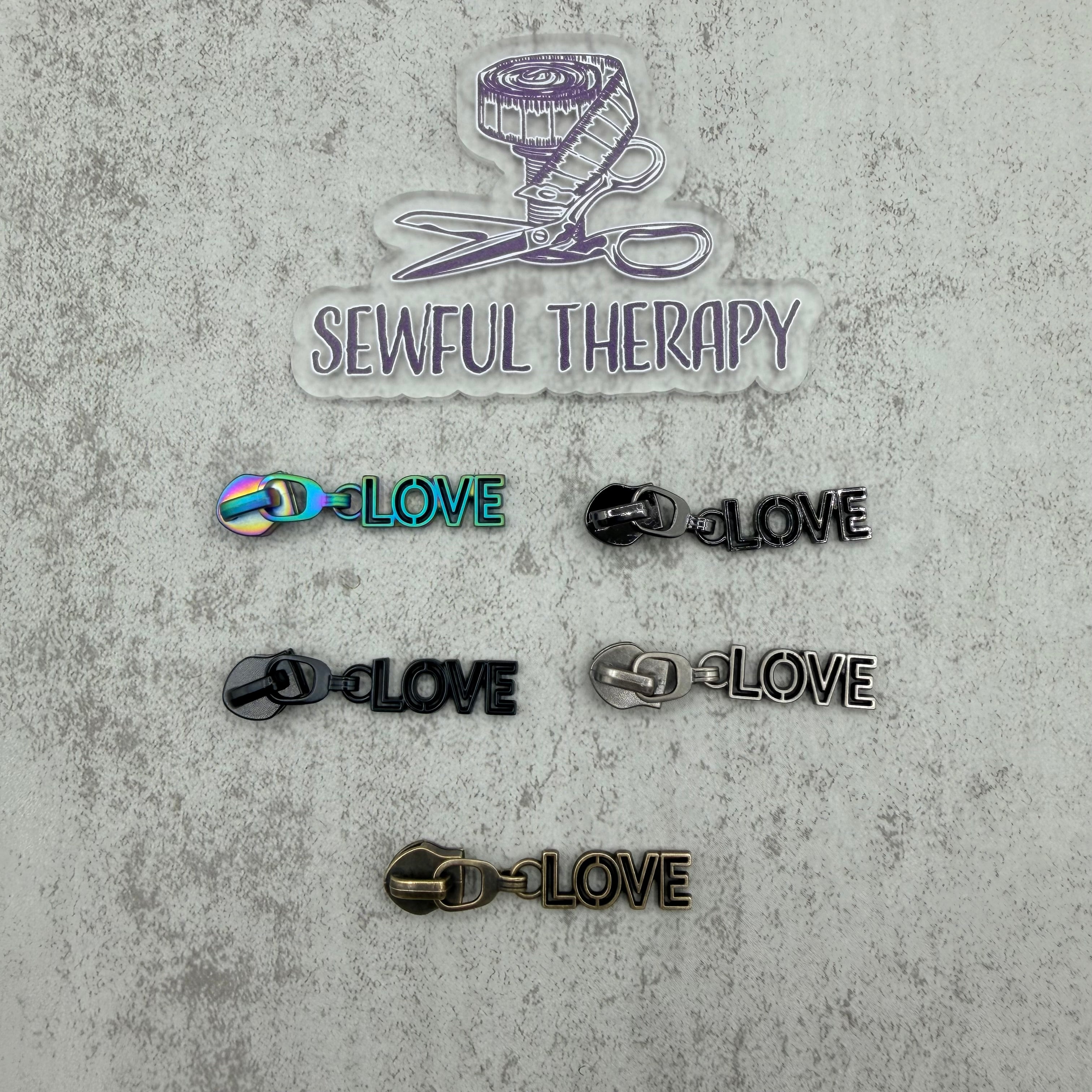 #5 “LOVE” Outline Zipper Pulls (Pack of 3)
