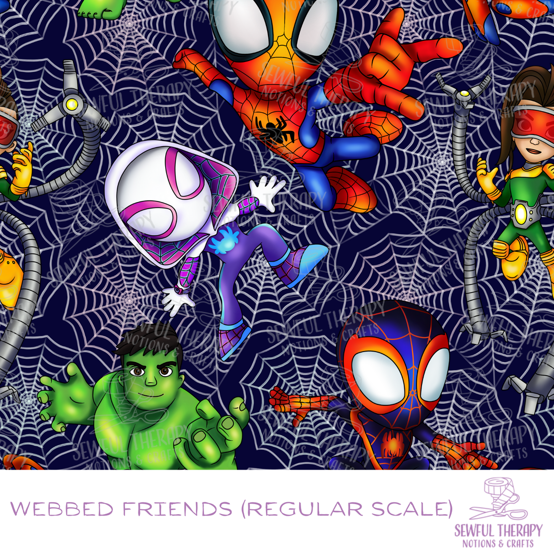 Sewful Adhesive Hexatex 420D (HALF Yard): Webbed Friends