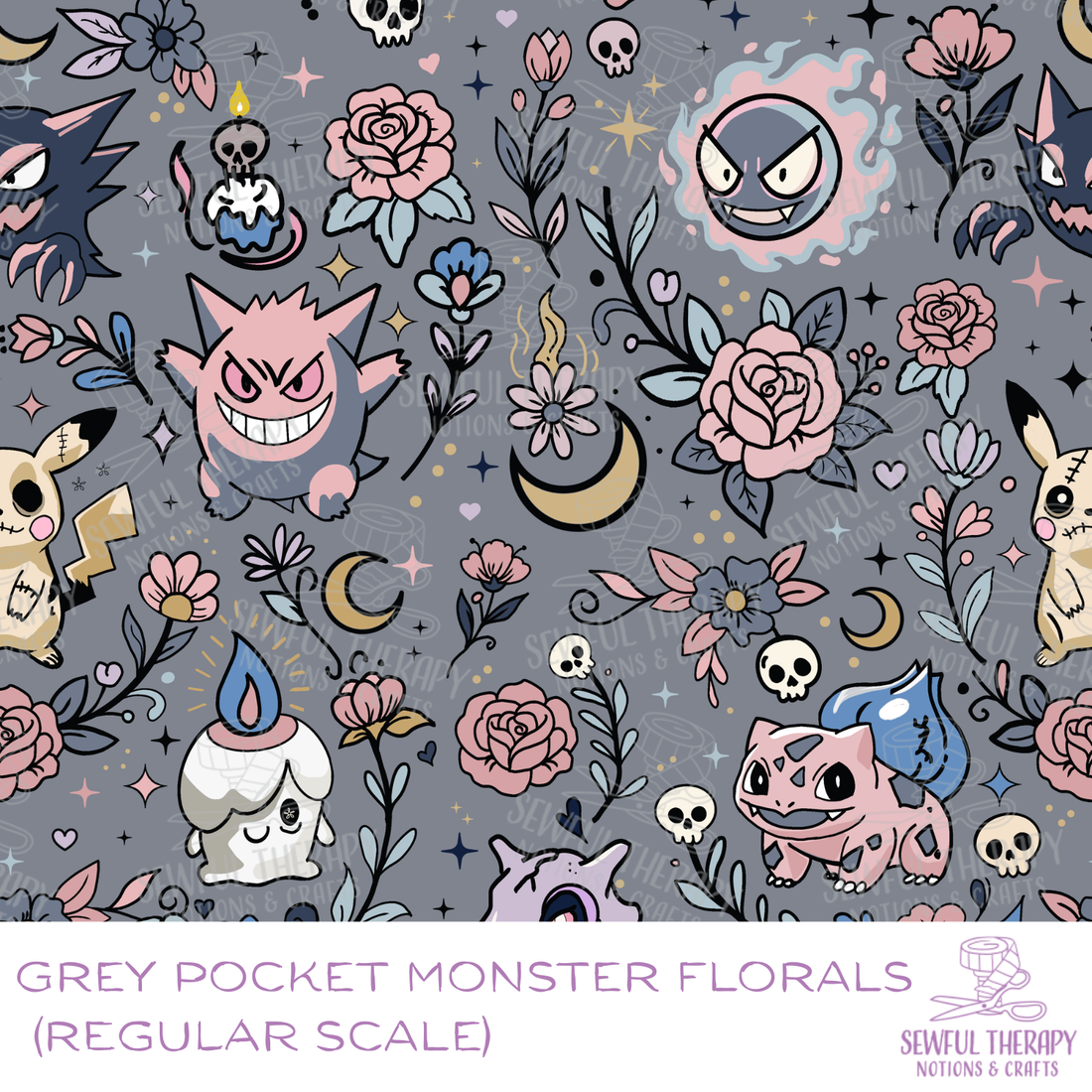 PREORDER 10-12 Business Weeks: Grey Pocket Monster Florals (Regular Scale)