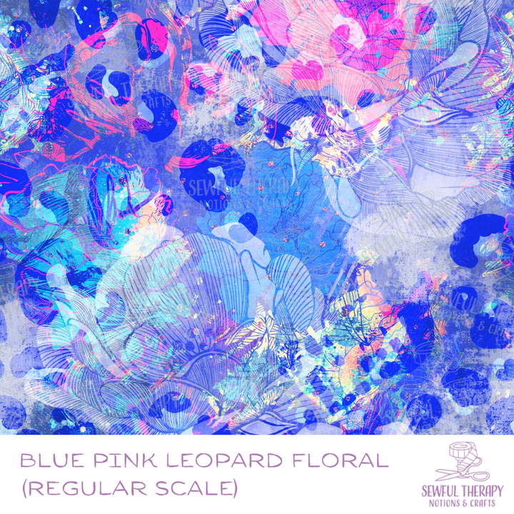 Blue Pink Leopard Floral SEWLUXE (YD)
