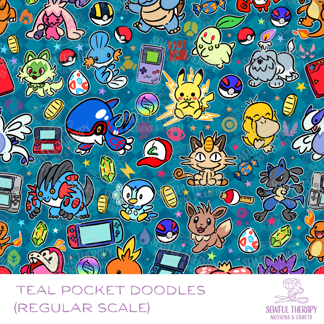 Teal Pocket Doodles Hexatex (YD)