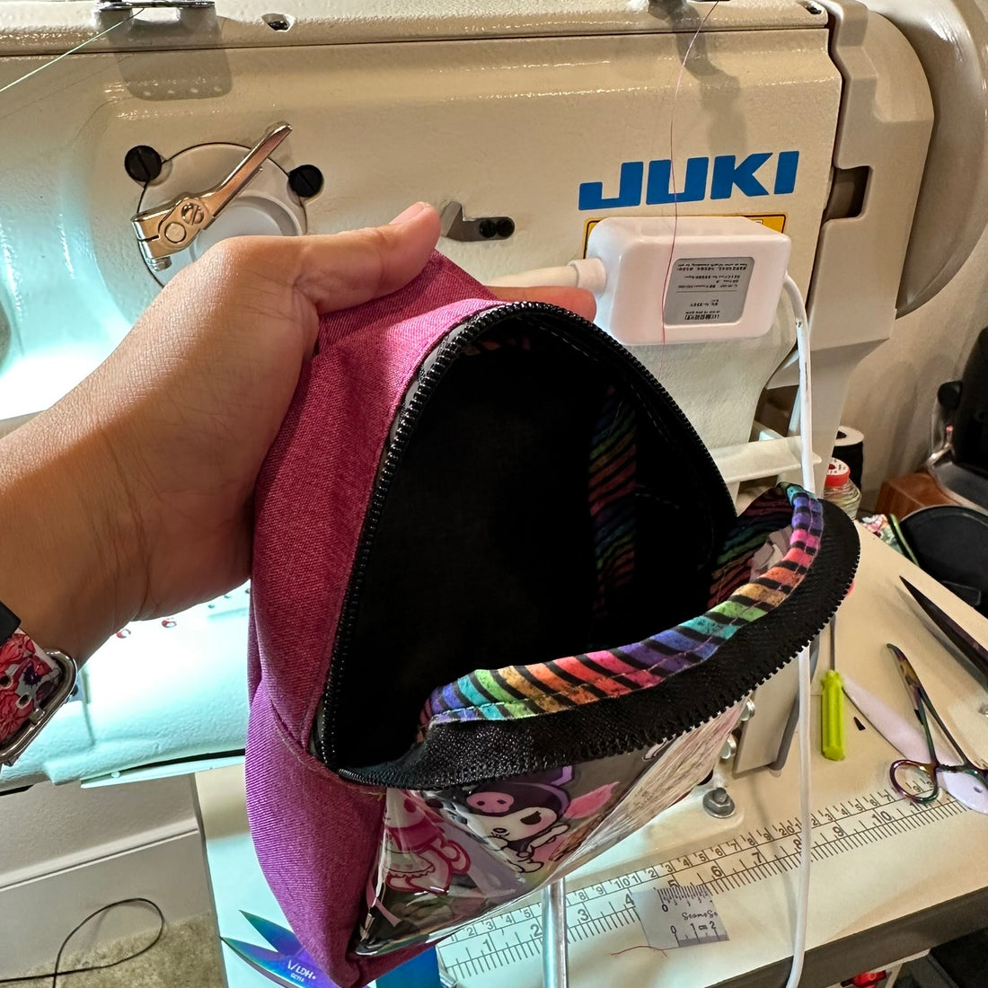 1" Stick 'n Sew™ Self-Adhesive Binding Tape in Diagonal Rainbow Grunge Stripes (10 Yard Roll)