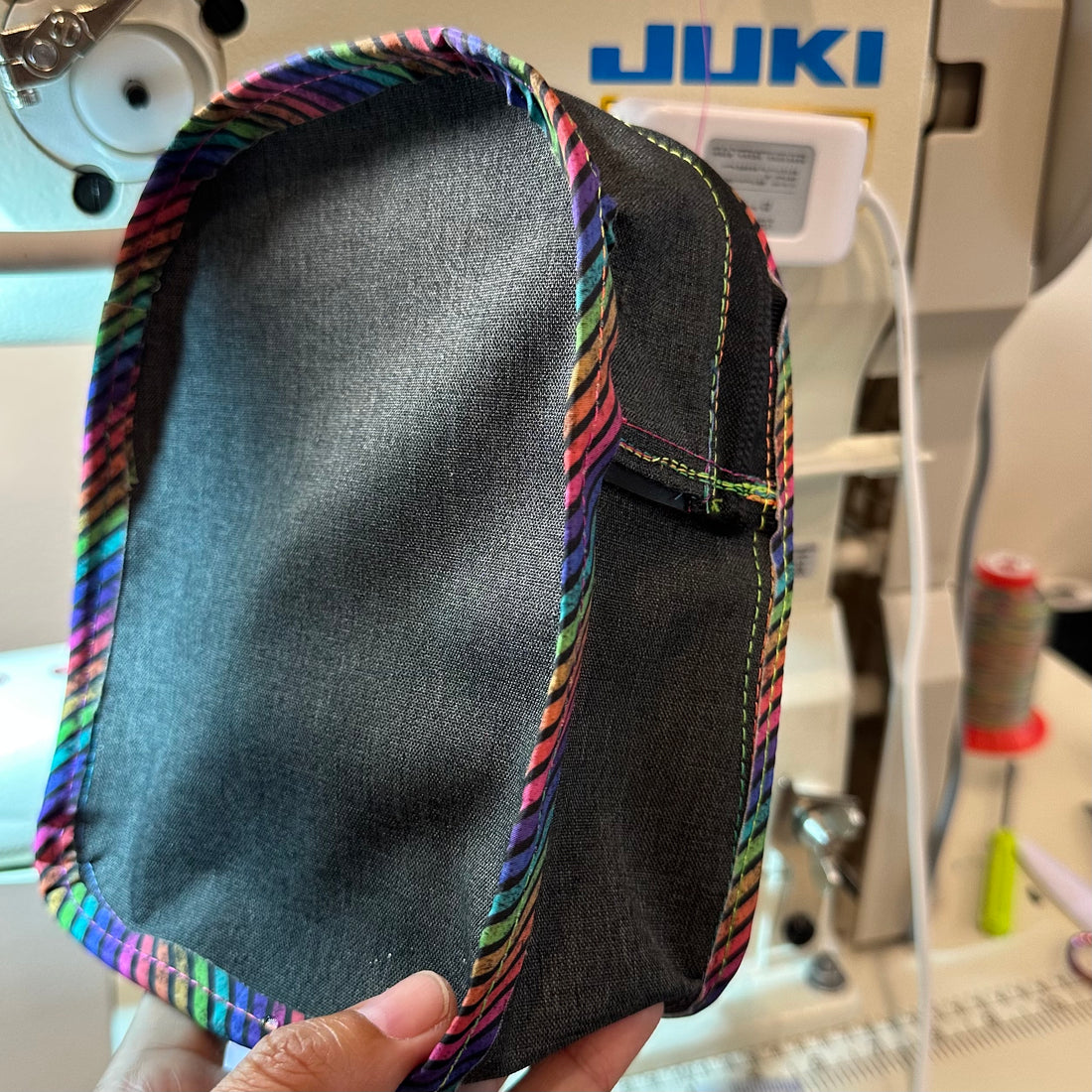 1" Stick 'n Sew™ Self-Adhesive Binding Tape in Diagonal Rainbow Grunge Stripes (10 Yard Roll)