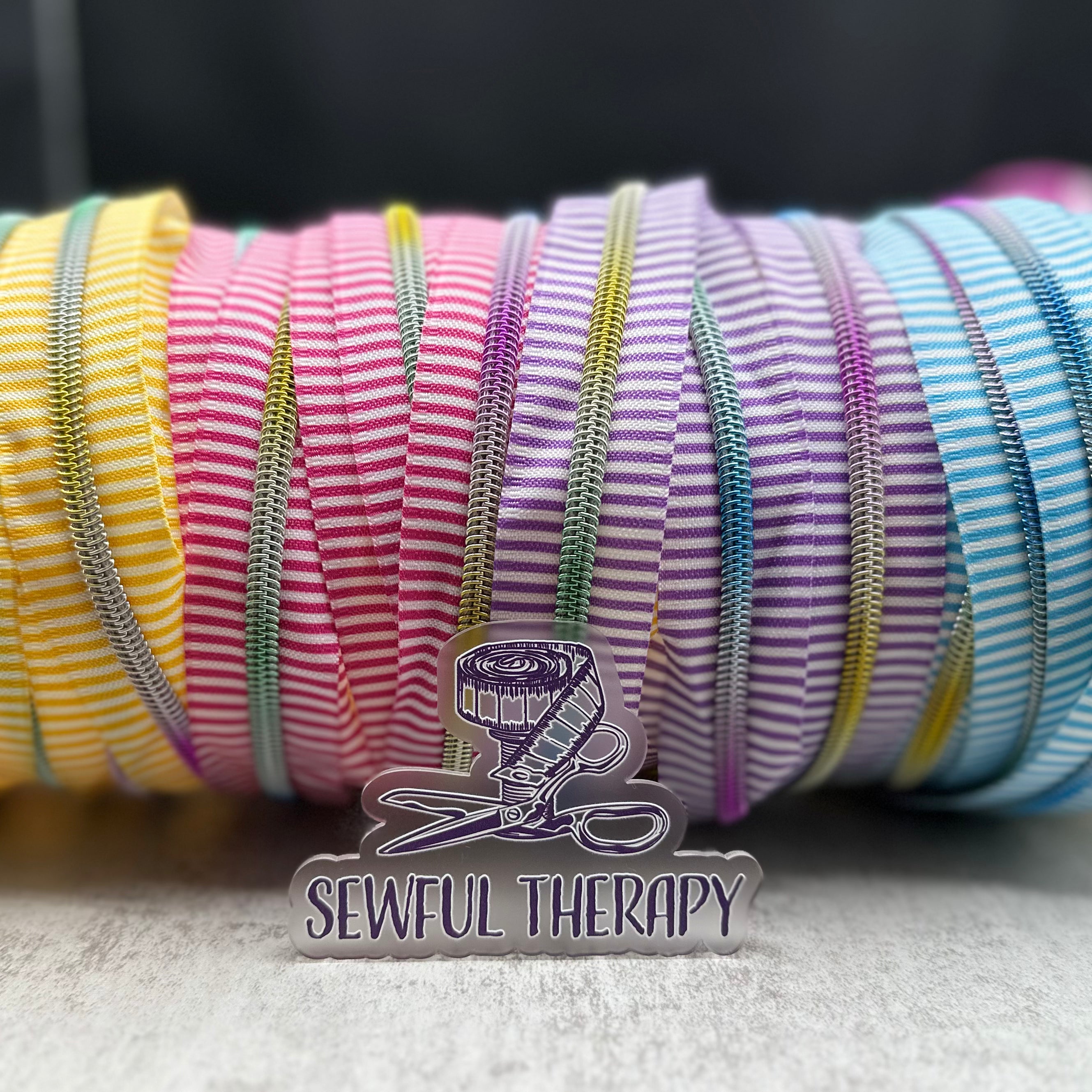 #5 Rainbow Teeth Striped Zipper Tape (3 Yard Precut)