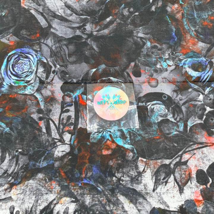 Weft & Warp Slick - Charcoal Grunge Floral (Yard)
