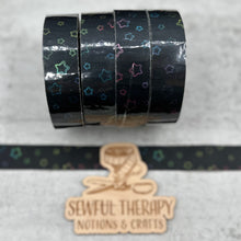 Load image into Gallery viewer, 1&quot; Stick &#39;n Sew™ Self-Adhesive Binding Tape in Muted Rainbow Stars (10 Yard Roll)

