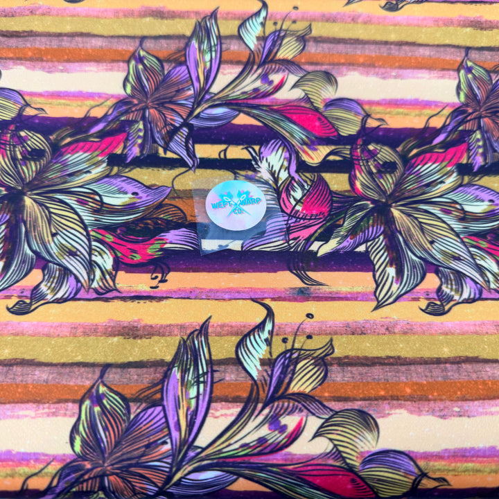 Weft & Warp Slick - Orange Stripe Floral (Yard)