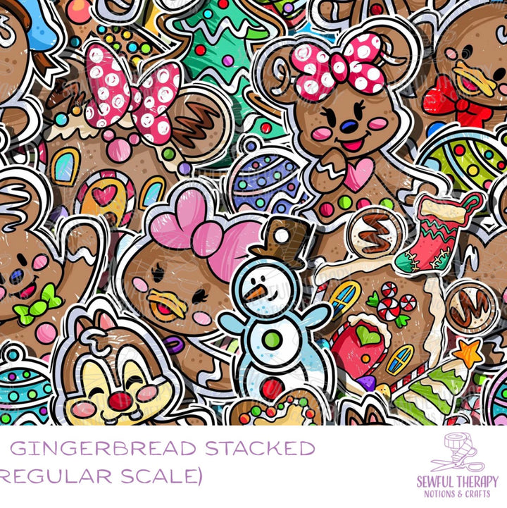 Gingerbread Stacked Smooth Canvas Backed Vinyl (Half Yard)