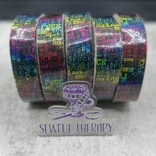 Load image into Gallery viewer, 1&quot; Stick &#39;n Sew™ Self-Adhesive Binding Tape in Sweary Rainbow (10 Yard Roll)
