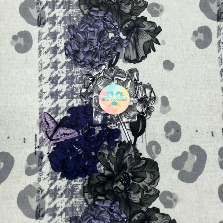 Weft & Warp Slick - Gray Leopard Floral (Yard)