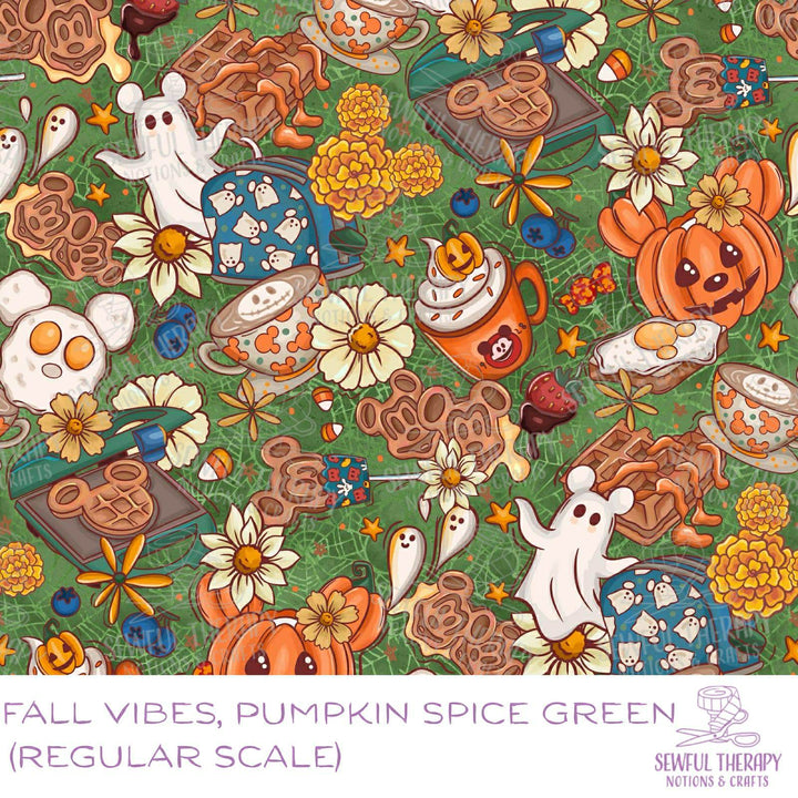 Fall Vibes, Pumpkin Spice Green SewSmooth (Yard)