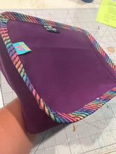 Load image into Gallery viewer, 1&quot; Stick &#39;n Sew™ Self-Adhesive Binding Tape in Diagonal Rainbow Grunge Stripes (10 Yard Roll)
