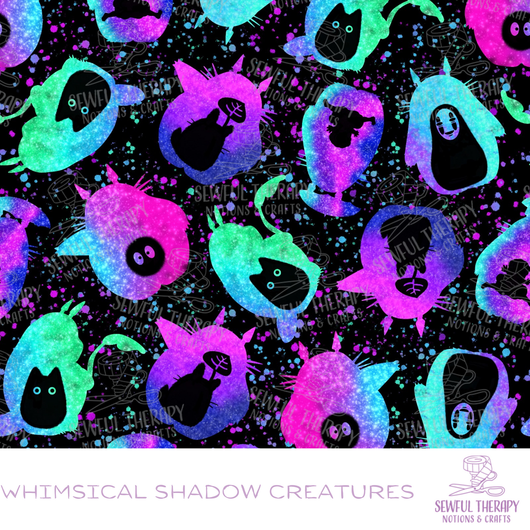 Sewful Adhesive Hexatex 420D (HALF Yard): Whimsical Shadow Creatures