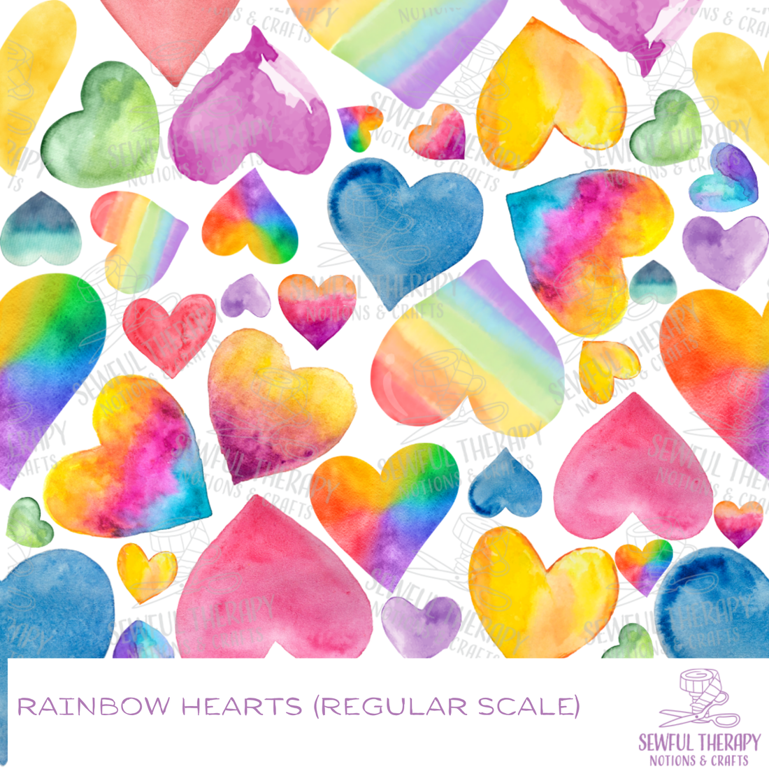 Rainbow Hearts Water Resistant Oxford 1000D (YD)