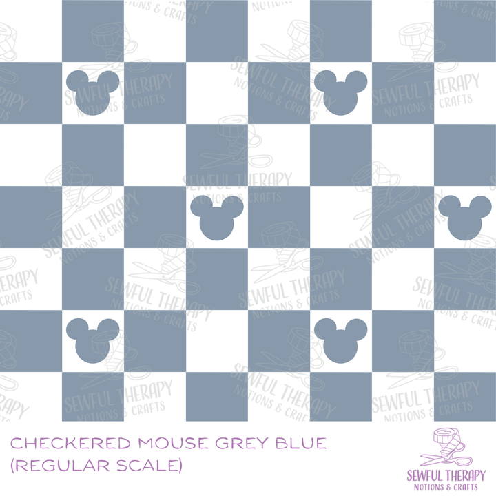 Checkered Mouse Grey Blue Hexatex (YD)