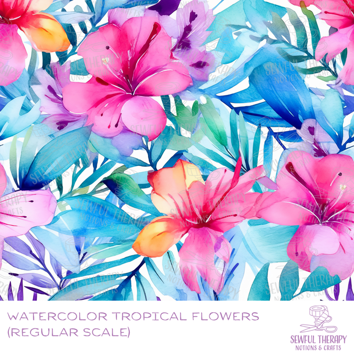 Watercolor Tropical Flowers Smooth Canvas Backed Vinyl (HY)