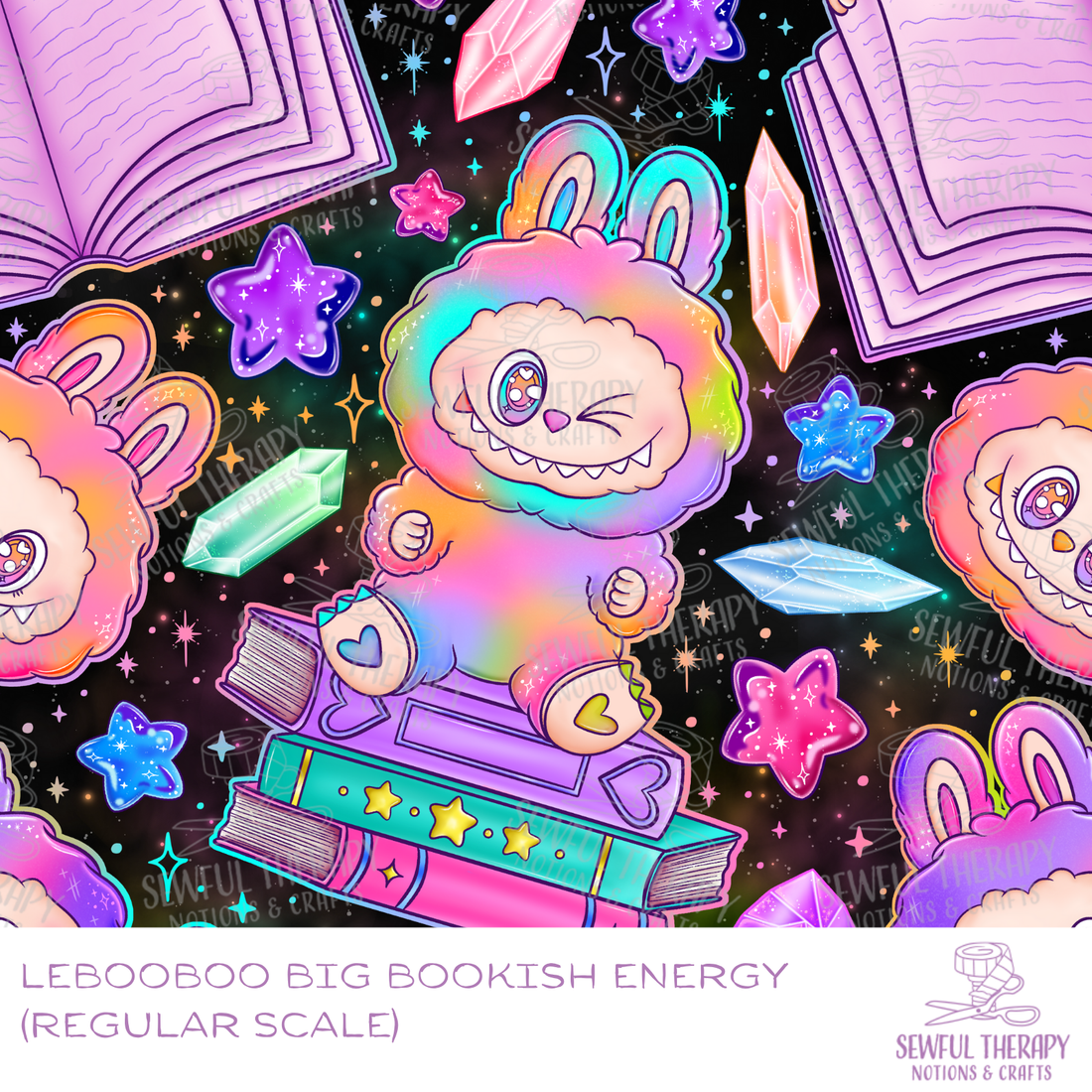 LeBooBoo Big Bookish Energy BLACK Smooth Canvas Backed Vinyl (Half Yard)