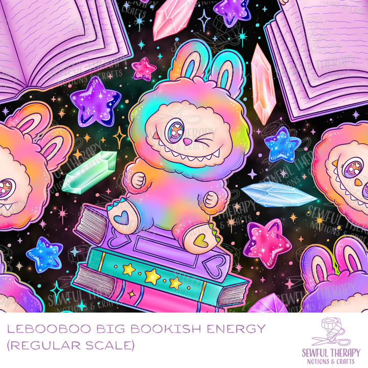 LeBooBoo Big Bookish Energy BLACK Smooth Canvas Backed Vinyl (Half Yard)