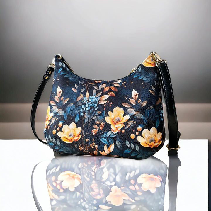 Sarah's Navy Gold Florals Outdoor Utility Fabric (Yard)