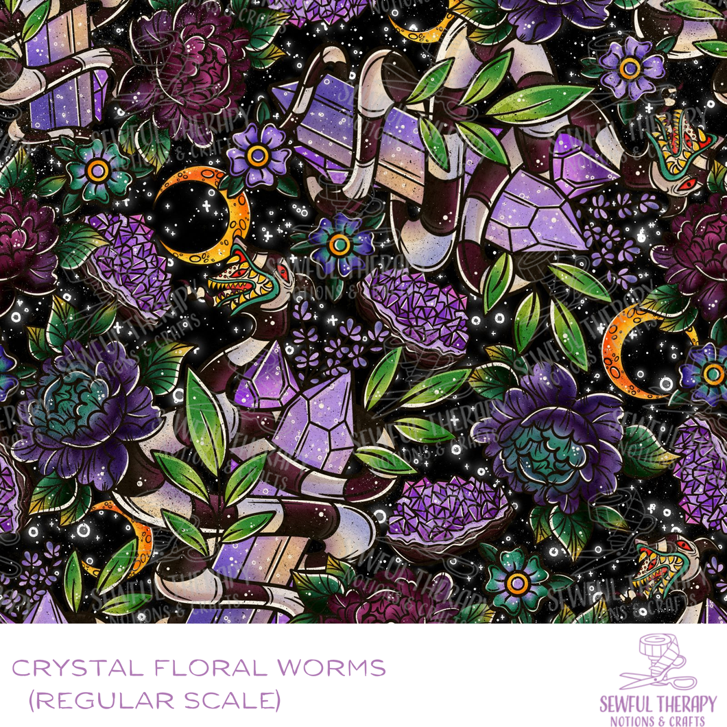 Sewful Adhesive Hexatex 420D (HALF Yard): Crystal Floral Worms