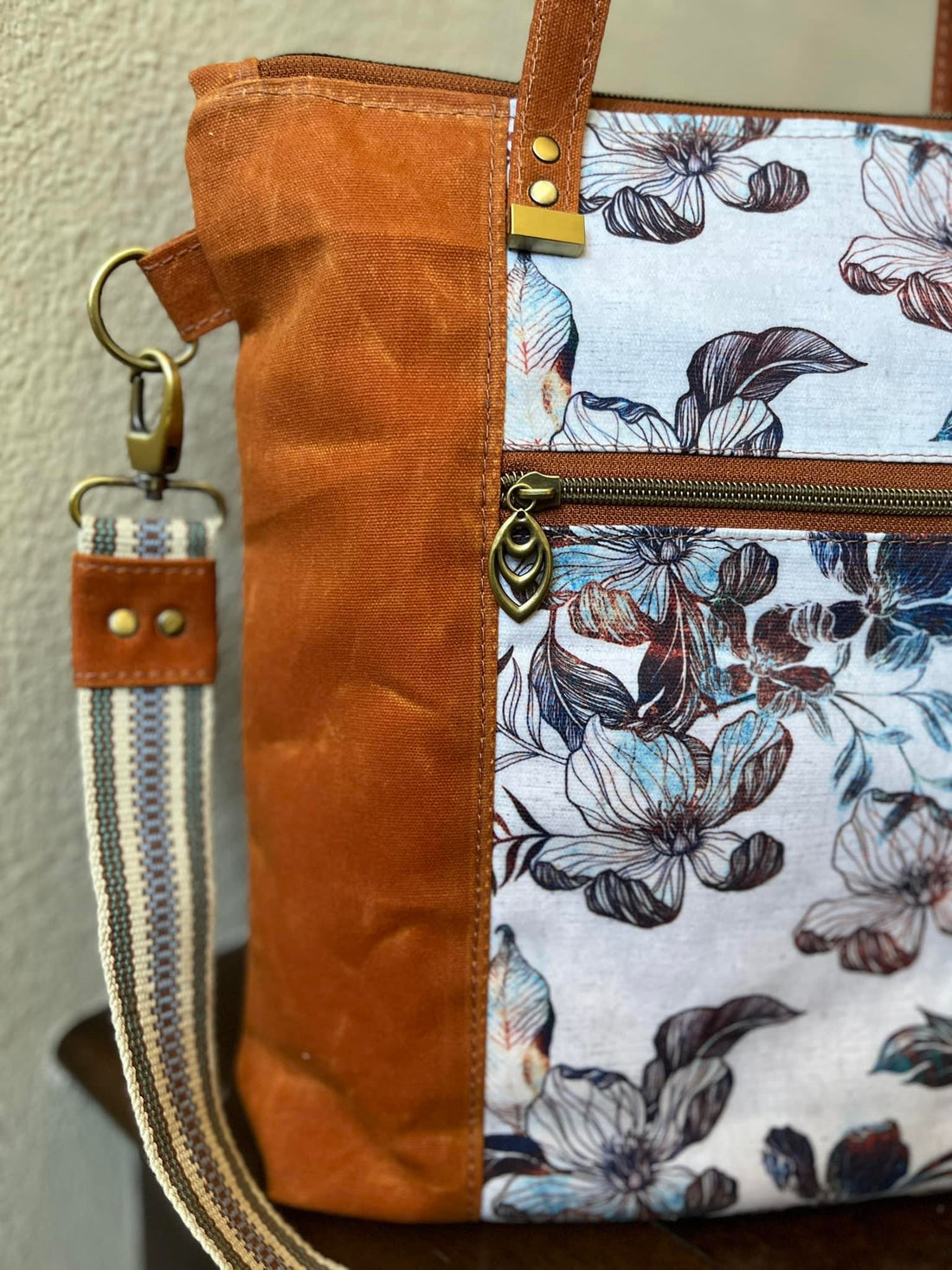 12oz Printed Waxed Canvas - Linen Gray Floral