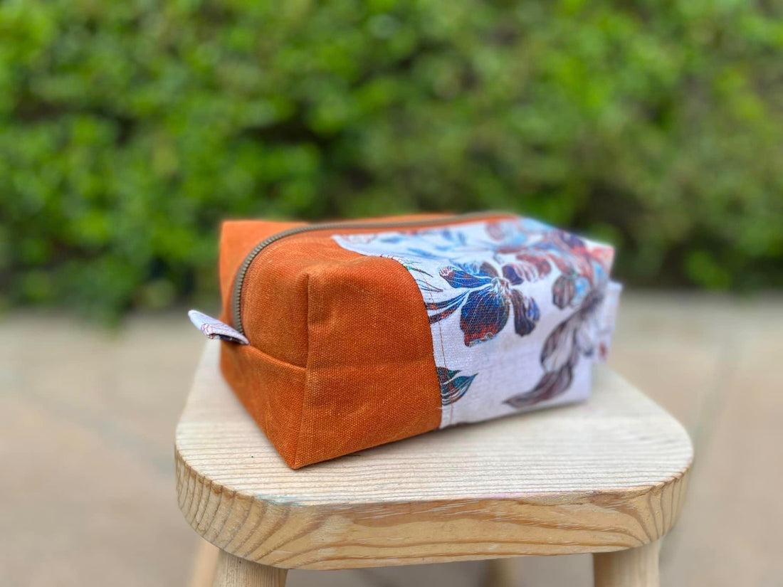 12oz Printed Waxed Canvas - Linen Gray Floral