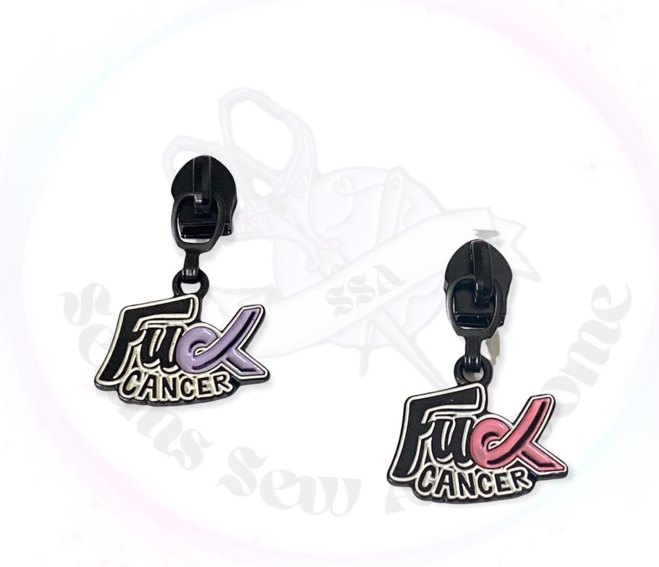 #5 F*CK Cancer Enamel Zipper Pulls SSA (Pack of 3)