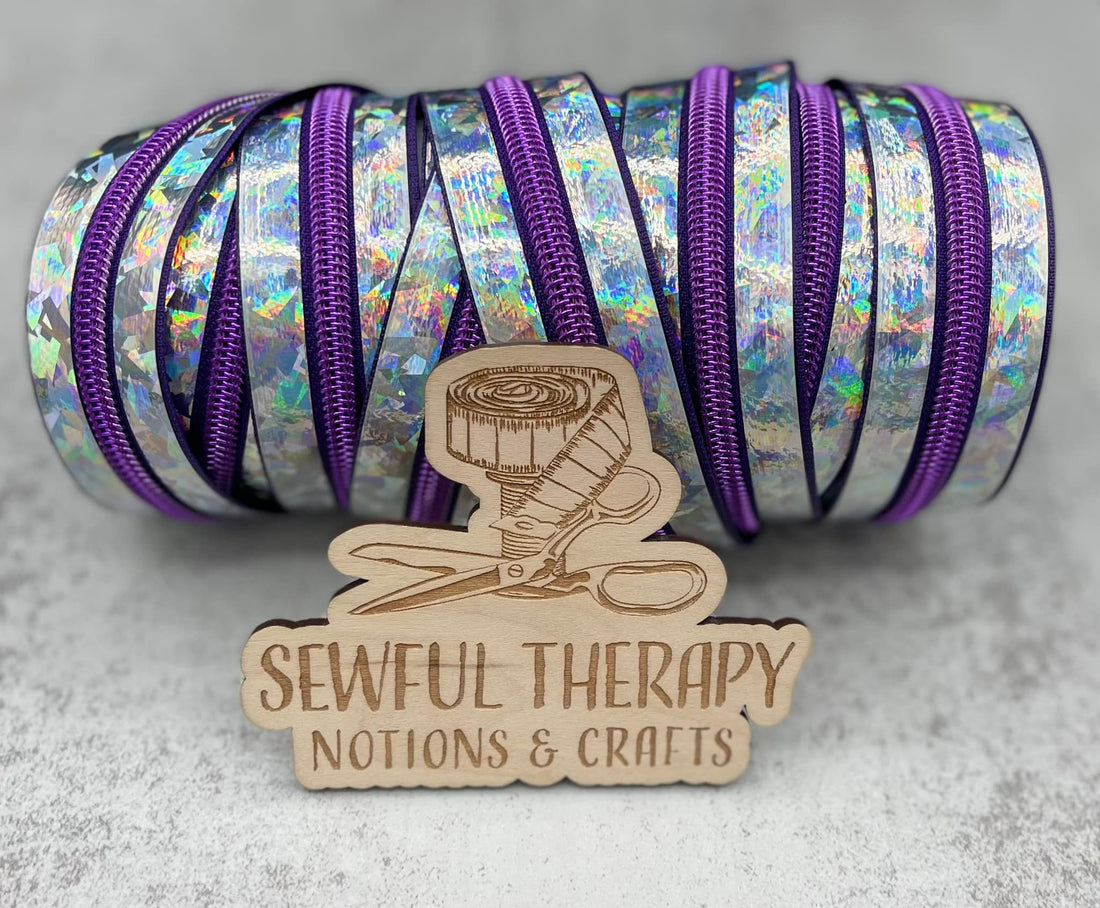 #5 Prismatic Purple Teeth Laser Cut Zipper Tape