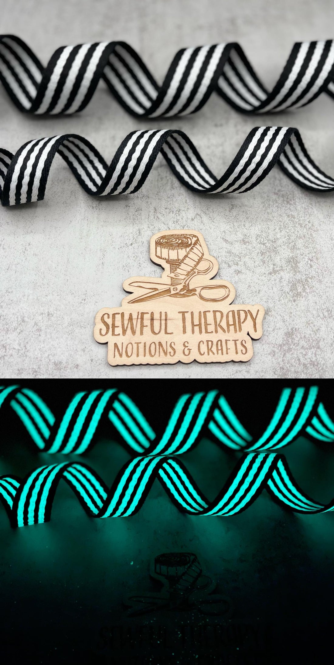 Glow Up: Horizontal Black and White Stripes Webbing