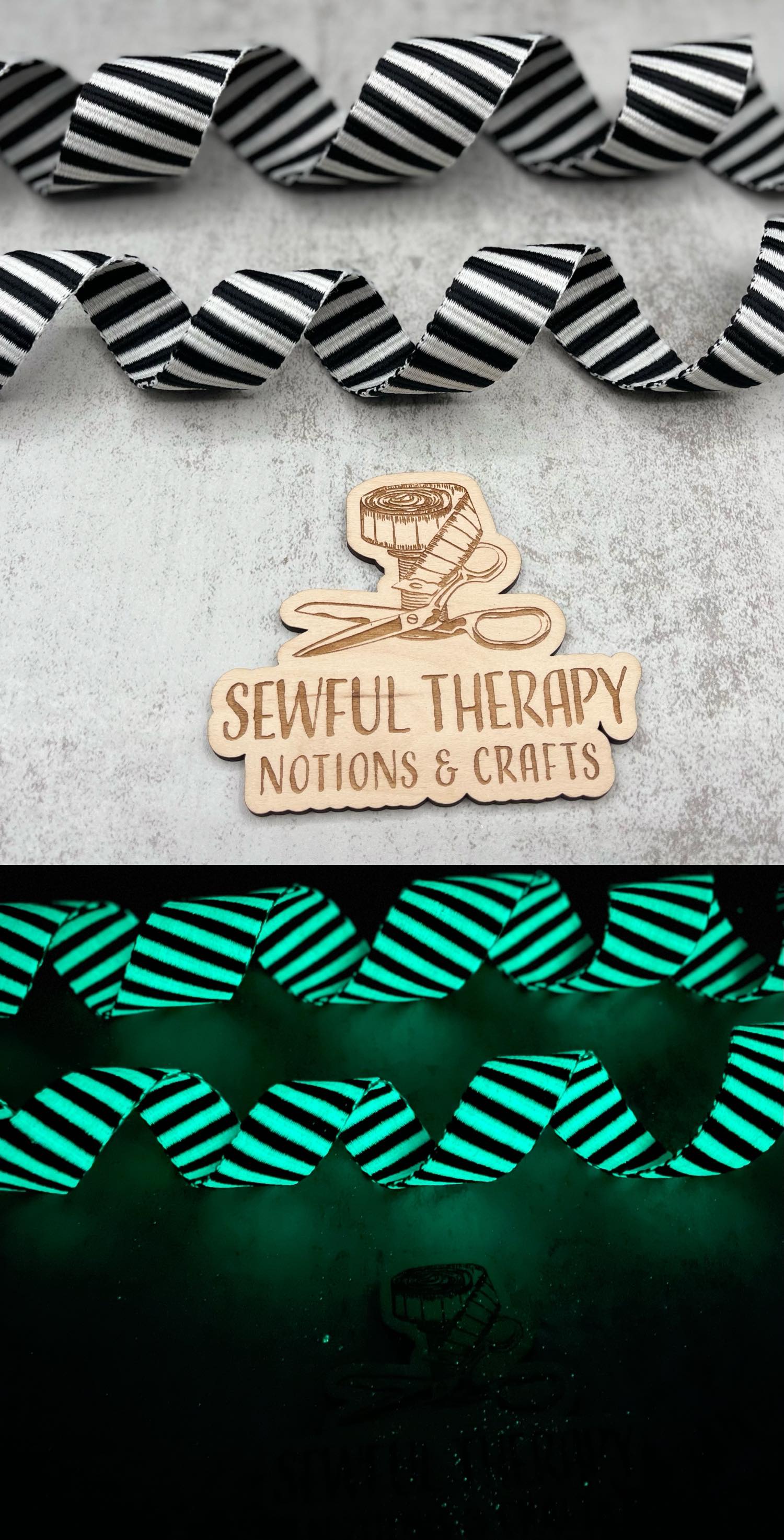 Glow Up: Vertical Black and White Stripes Webbing - 1, 1.5”