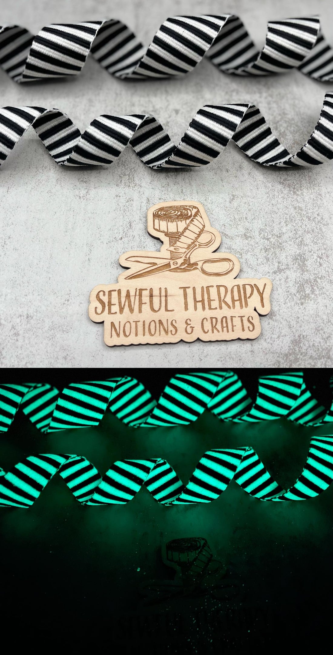 Glow Up: Vertical Black and White Stripes Webbing - 1, 1.5”