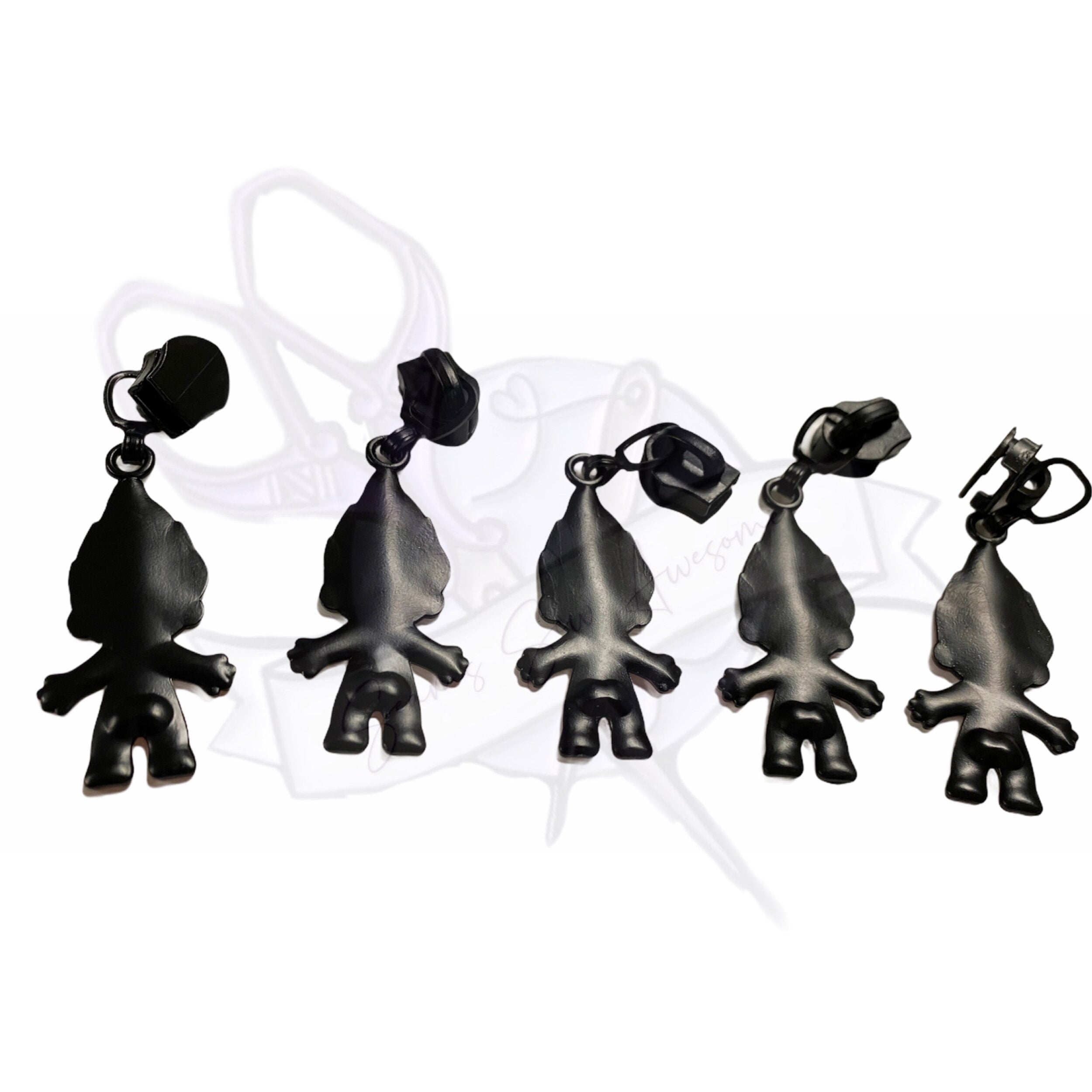 #5 Crazy Hair and Bubble Butt Enamel Zipper Pulls SSA (Pack of 3)