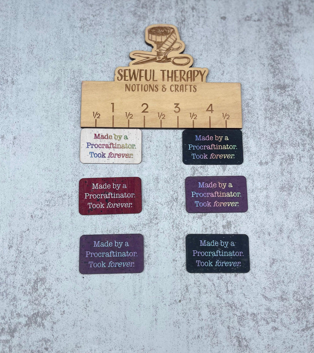 "Made By A Procraftinator" Cork Label Tags